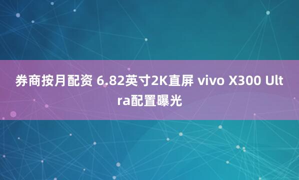 券商按月配资 6.82英寸2K直屏 vivo X300 Ultra配置曝光